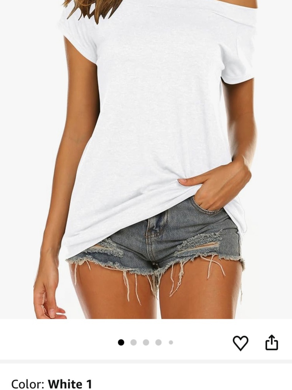 Women's White Off-Shoulder Short Sleeve Tee